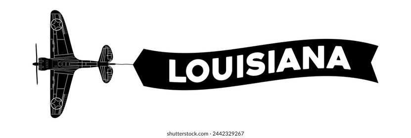 Louisiana advertisement banner is attached to the plane