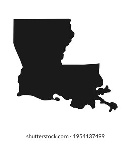 Louisiana black map on white background