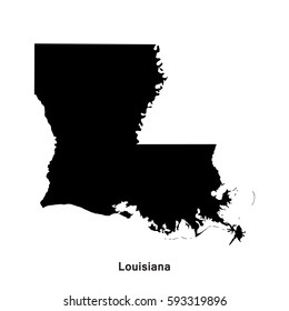 Louisiana black map,border with name of state