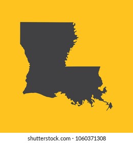 Louisiana black map,border on orange background. Vector illustration.