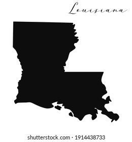 Louisiana black silhouette vector map. Editable high quality illustration of the American state of Louisiana simple map