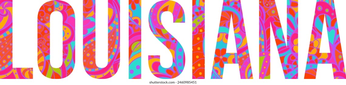 Louisiana colorful text design. Use for typography, poster, headline, card, logo, tshirt print,travel blog, festiva, event