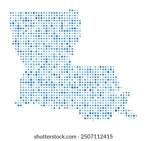 Louisiana Dot Map. Us State Digital Style Shape. Louisiana vector image. Us State shape blue circular dots. Vibrant vector illustration.