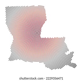 Louisiana dotted map. Digital style shape of Louisiana. Tech icon of the US state with gradiented dots. Stylish vector illustration.