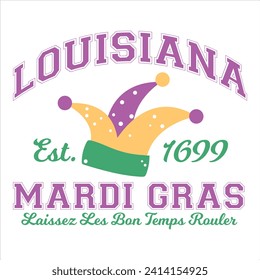 LOUISIANA EST. 1699 MARDI GRAS LAISSEZ LES BON TEMPS ROULER  MARDI GRAS T- SHIRT DESIGN,