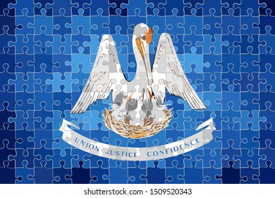 Louisiana flag made of puzzle background - Illustration