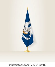 Bandera de Luisiana en un puesto de bandera. Ilustración vectorial.