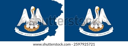 Louisiana flags vector. Standard flag and with torn edges