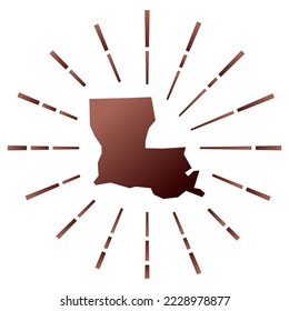 Louisiana gradiented sunburst. Map of the US state with colorful star rays. Louisiana illustration in digital, technology, internet, network style. Vector illustration.
