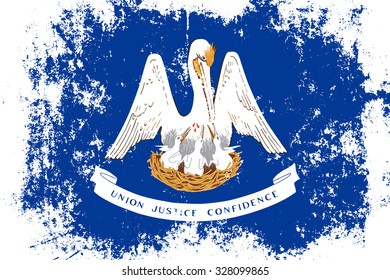 Louisiana grunge, old, scratched style state flag