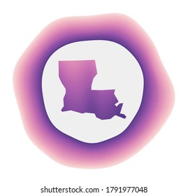 Louisiana icon. Colorful gradient logo of the us state. Purple red Louisiana rounded sign with map for your design. Vector illustration.