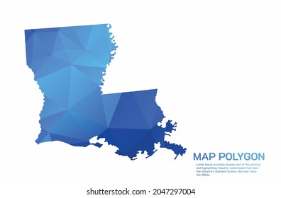 LOUISIANA Karte Abstrakte geometrische, abgerundete dreieckige Farbverlauf-Grafik mit Low-Poly-Stil auf weißem Hintergrund