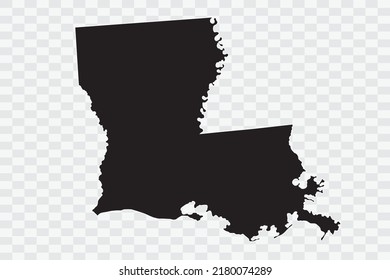 LOUISIANA Map black Color on White Background quality files Png 