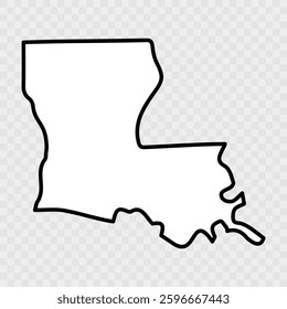 Louisiana Map Black, State Border, United States, US America, Transparent Isolated, Variations. High detailed vector map - Louisiana. Vector icon