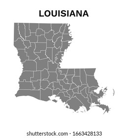 Louisiana Map - Blank Map Of Louisiana State With Counties Border Boundaries Vector Illustration