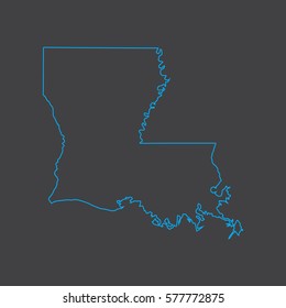 Louisiana map blue outline stroke line style