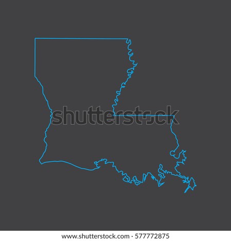 Louisiana map blue outline stroke line style