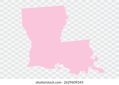 LOUISIANA Map Blush Color on White Background quality files Png