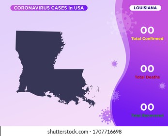 Louisiana Map Covid-19, Corona Virus Infographic Vector Template.