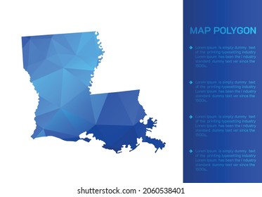 LOUISIANA map in geometric blue polygonal style modern design on white background. Vector illustration map in geometric blue polygonal style modern design on white background. Vector illustration.