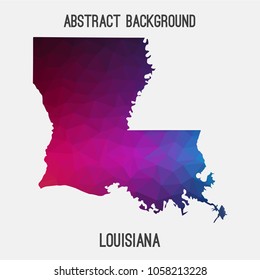 Louisiana map in geometric polygonal,mosaic style.Abstract tessellation,modern design background,low poly. Geometric cover, mockup. Vector illustration.
