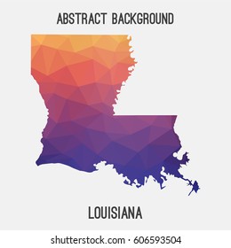 Louisiana map in geometric polygonal,mosaic style.Abstract tessellation,modern design background,low poly. Vector illustration.