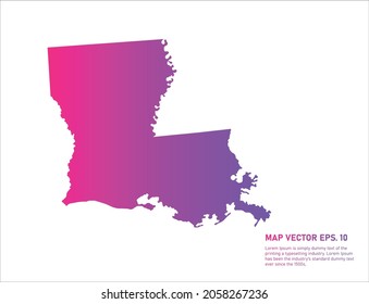 LOUISIANA map gradient color . on white background. 