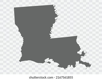 LOUISIANA Map grey Color on Background png