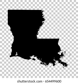 Louisiana map isolated on transparent background. Black map for your design. Vector illustration, easy to edit.