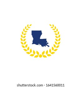 Louisiana Map And Laurel Wreath Logo Design Template