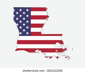Louisiana Map on American Flag. LA, USA State Map on US Flag. EPS Vector Graphic Clipart Icon