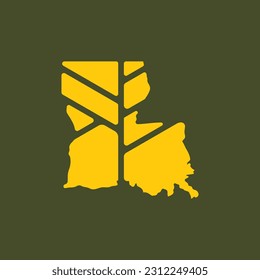 Louisiana map plant leaf logo. Creative eco and nature organic logo design template.