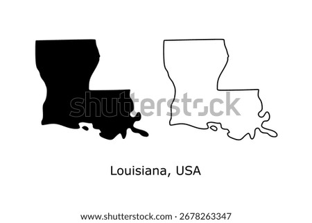 Louisiana map set. Louisiana USA map vector. Louisiana silhouette and outline map on white background