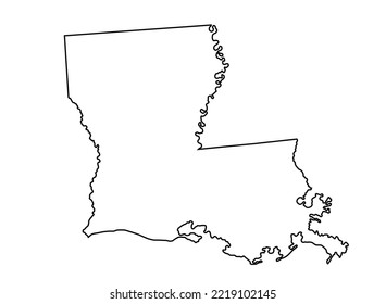 LOUISIANA Sombra de mapa en línea mínima forma delgada ilustración vectorial aislada