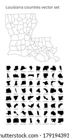 Louisiana Map With Shapes Of Regions. Blank Vector Map Of The Us State With Counties. Borders Of The Us State For Your Infographic. Vector Illustration.