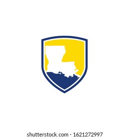 Louisiana Map and Shield Logo Icon Template 001