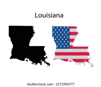 Louisiana Map Silhouette and Icon Vector Illustration 