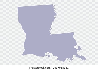 LOUISIANA Map silver Color on White Background quality files Png