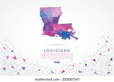 Louisiana map - State of USA Map International vector template with polygon pink color gradient isolated on white background for education, website, banner - Vector illustration eps 10