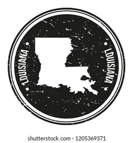 Louisiana Map Symbol Round Design Stamp Travel and Business.