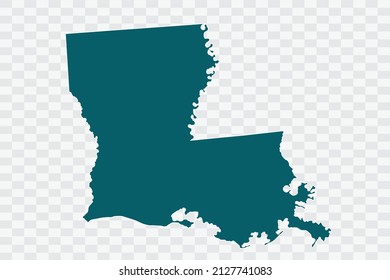 LOUISIANA Map Teal Green Color on Backgound png