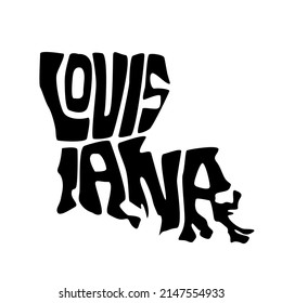 Louisiana map typography. Louisiana state map typography. Louisiana lettering.