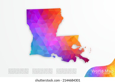 Louisiana Map - USA, United States of America map vector template with polygon style and gradient colorful isolated on white background for design, infographic - Vector illustration eps 10