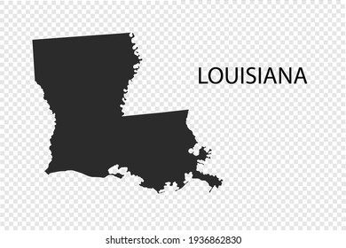 LOUISIANA map vector, black color. isolated on transparent background