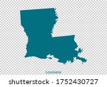 Louisiana map vector, isolated teal color on transparent background