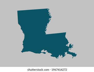 Louisiana map vector,Not isolated ocean blue color on gray background