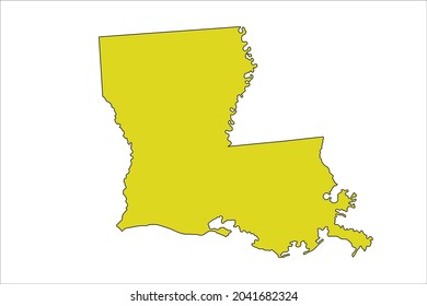 LOUISIANA map yellow Color on White Background