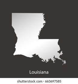 Louisiana map,border with chrome,metal shine gradient. Vector illustration