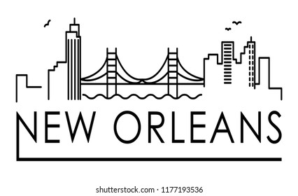 Louisiana, New Orleans architecture line skyline illustration. Linear vector cityscape with famous landmarks, city sights, design icons. Landscape wtih editable strokes