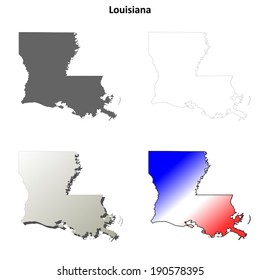 Louisiana outline map set - vector version 